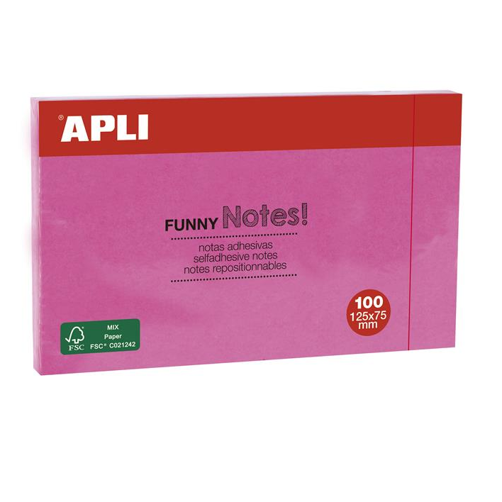Apli 125x75mm öntapadó jegyzettömb - Pink (100lap/tömb) (15003)