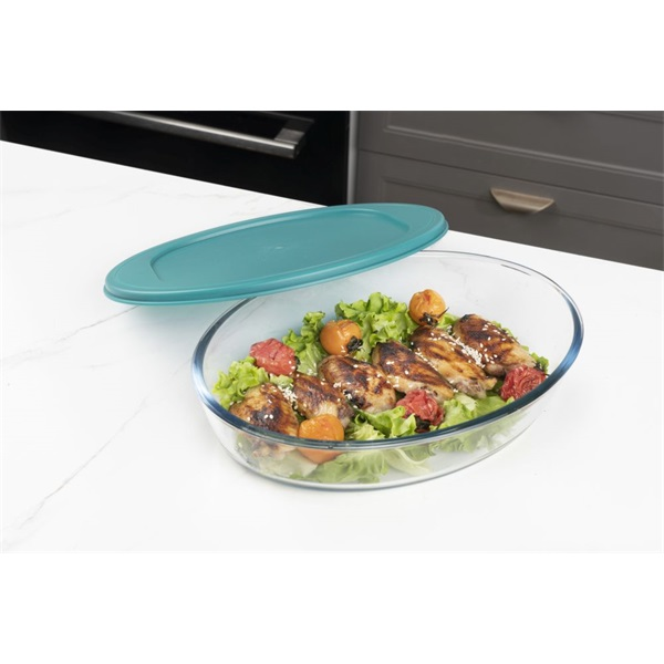 TOO üveg ovális ételtároló, műanyag tetővel 1600 ml-es (KT-98) (KT-98)