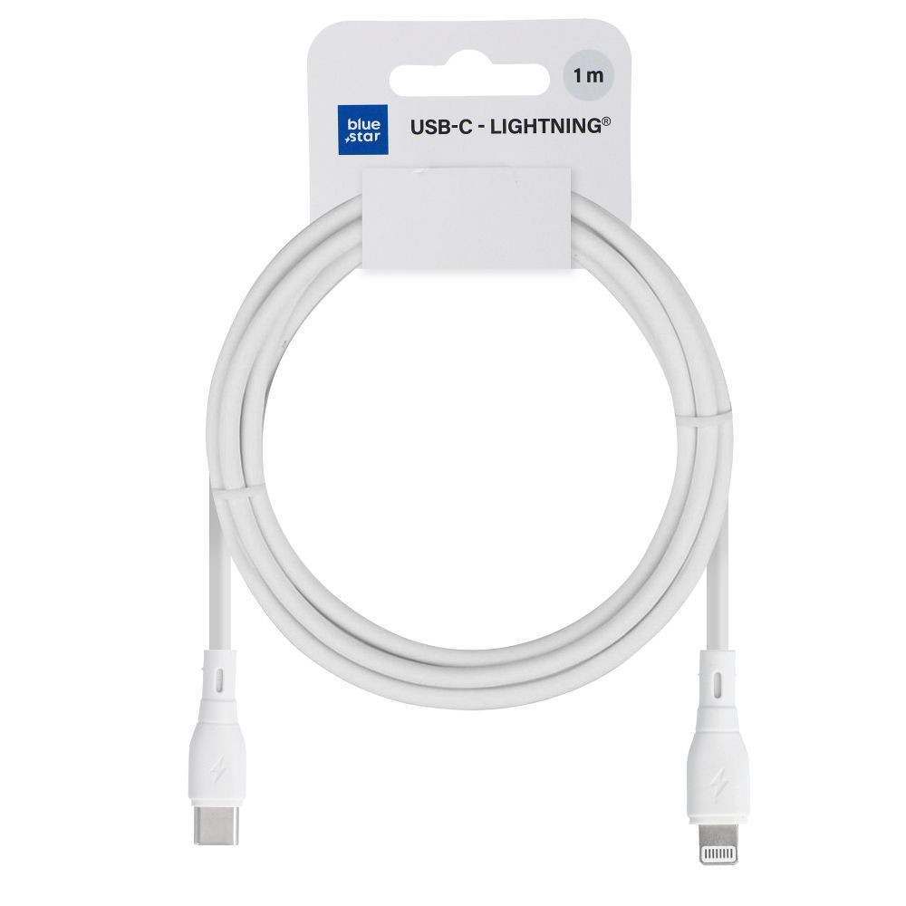 Blue Star ECO 2,4 A 27 W USB-C és Lightning kábel , 1m, fehér (PJ72-18-3) (PJ72-18-3)
