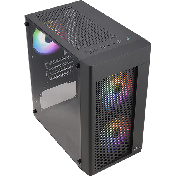 Formula Számítógépház - FG-01M FR (fekete, ablakos, 3x12cm FRGB venti, mATX, 1xUSB3.0, 2xUSB2.0) (FG-01M FR)