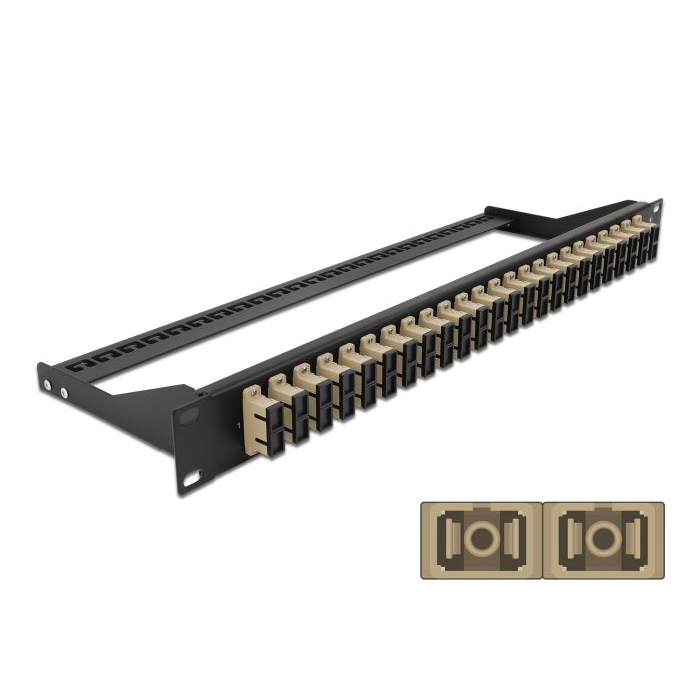 Delock 19 száloptikás csatlakozó panel 24 portos SC duplex bézs (43394) (DE43394)