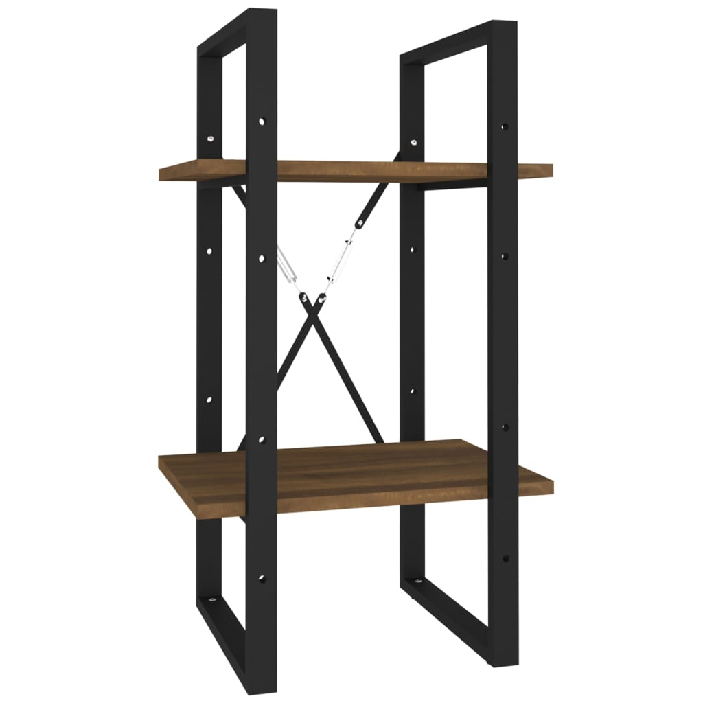 2 szintes barna tölgyszínű szerelt fa könyvszekrény 40x30x70 cm (821302)