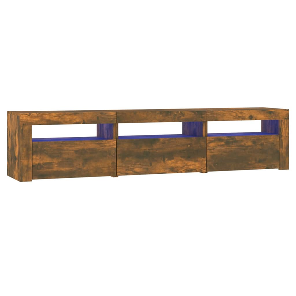 Comodă TV cu lumini LED, stejar fumuriu, 180x35x40 cm