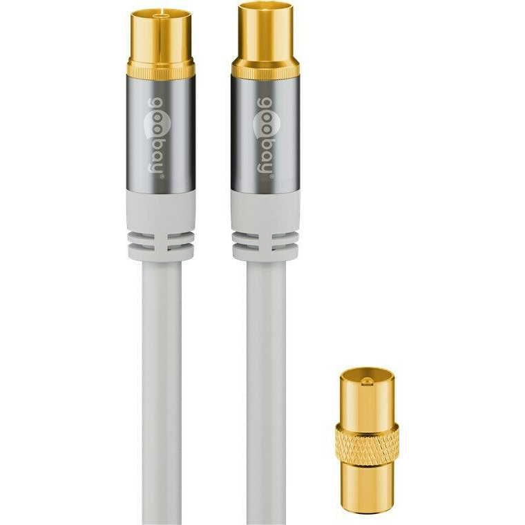 Goobay 70313 Premium Koax Antenna kábel 4x árnyékolással 1.0m - Fehér (70313)