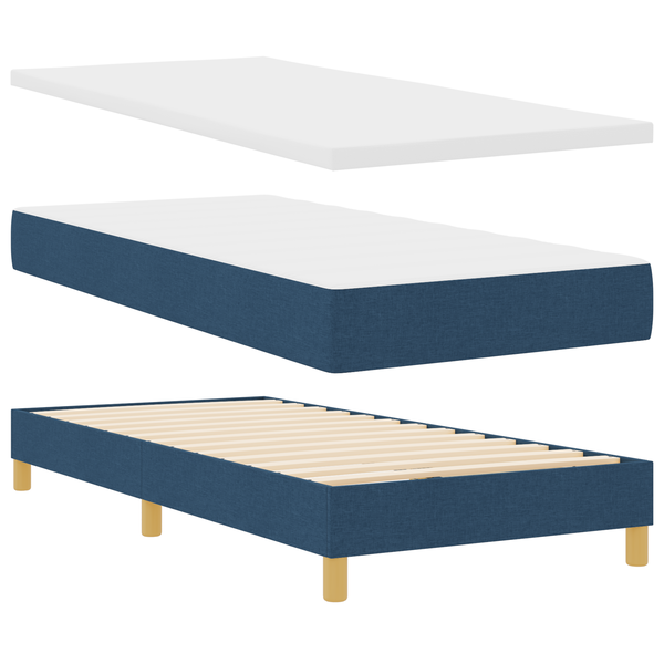 Boxspring Ágy Matrac nélkül - Kék, 90x190 cm, Szövet