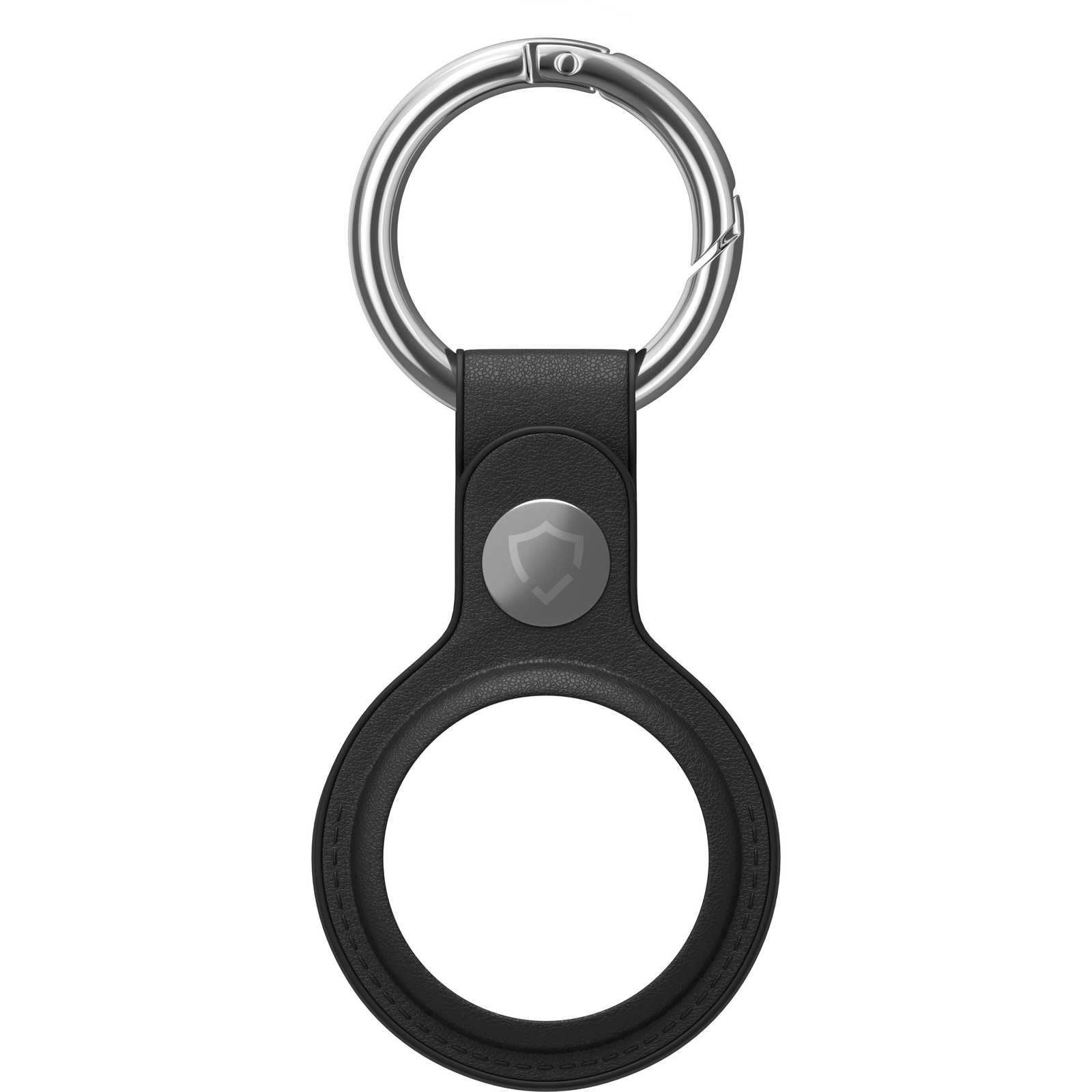 AlzaGuard Genuine Leather Keychain, Airtag - fekete (AGD-AKL003B)