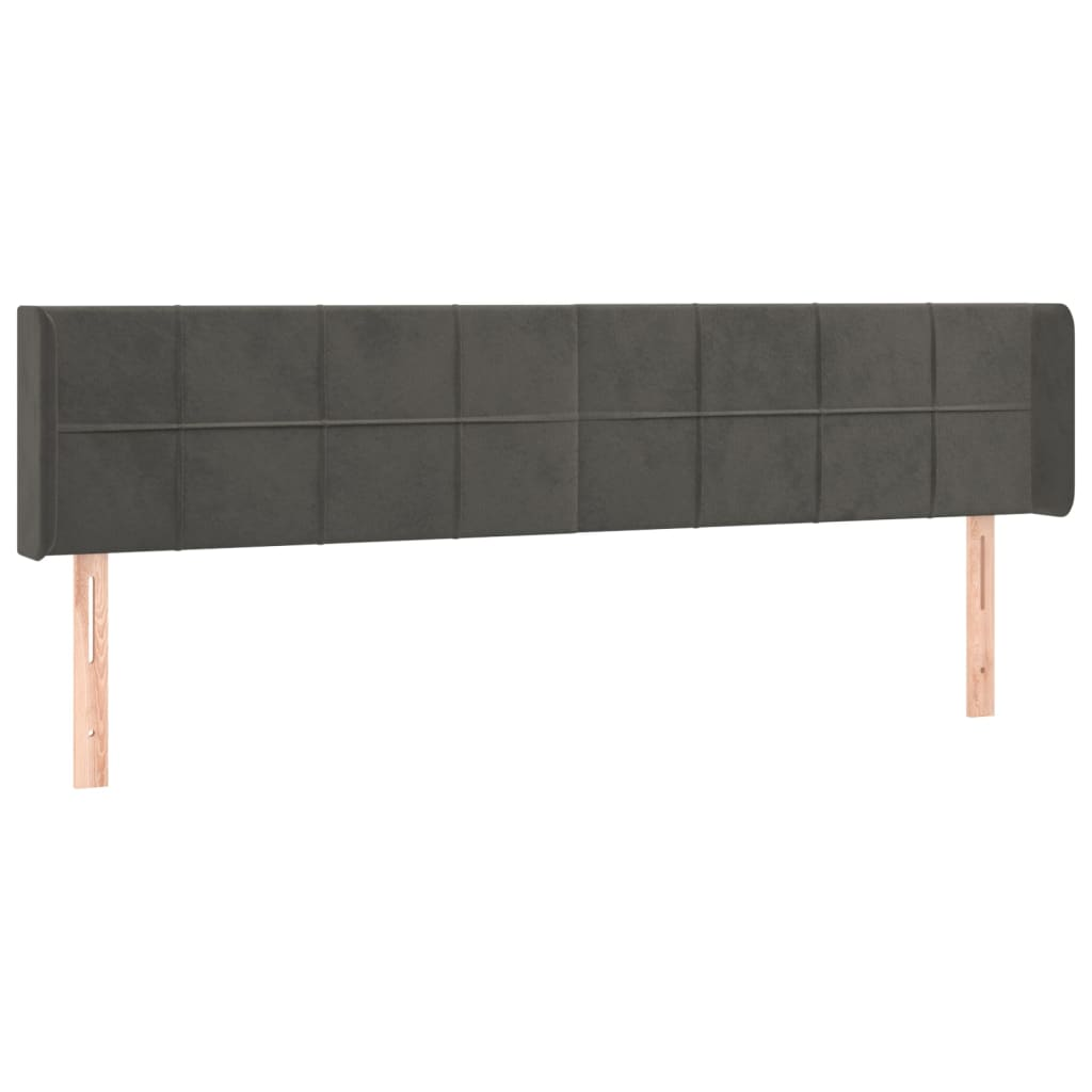 sötétszürke bársony szárnyas fejtámla 163x16x78/88 cm (3118823)