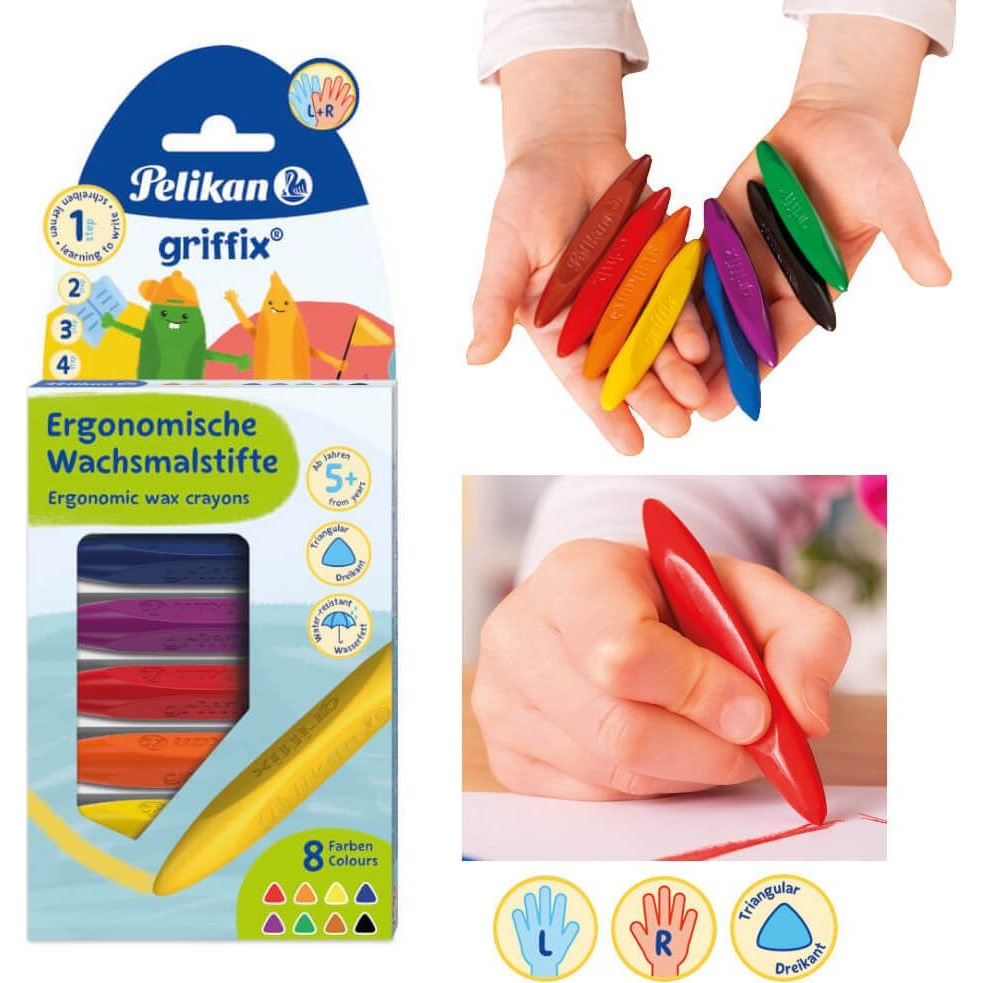 Pelikan Griffix háromszögletű jumbo 8db-os BL zsírkréta (439844)