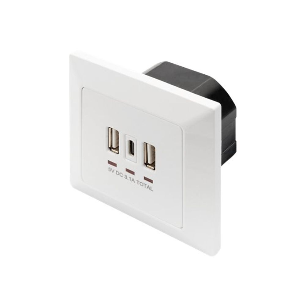 Digitus DA-70618 csatlakozóaljzat 2 x USB A + 1 x USB C White (DA-70618)