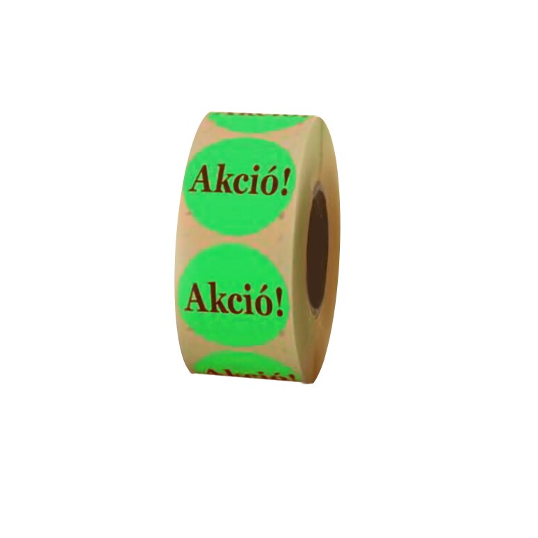 Etikett tekercses címkenyomtatóhoz Akció felirattal 38 mm - Zöld (1000 db / csomag) (5998377105587)