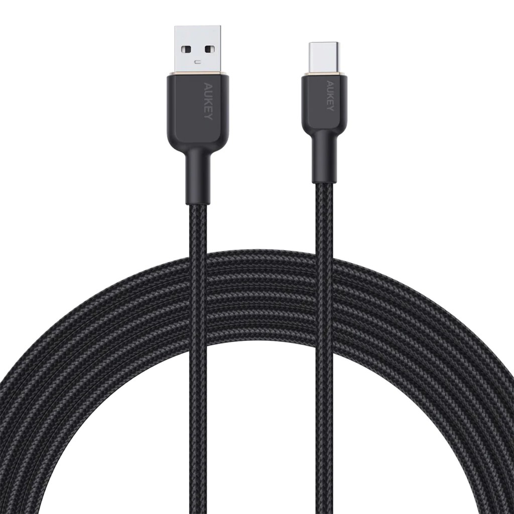 AUKEY CB-NAC1 USB-A apa - USB-C apa 2.0 Adat és töltőkábel - Fekete (1m) (CB-NAC1)