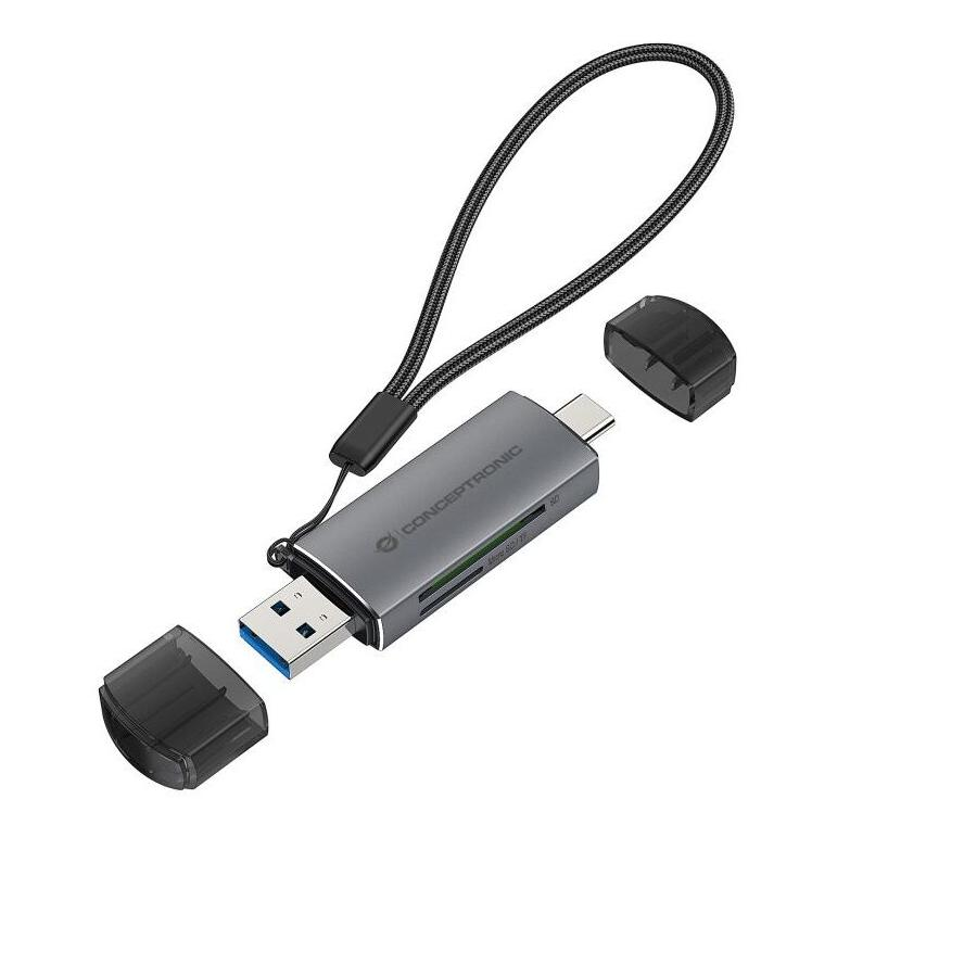 Conceptronic BIAN05G kártyaolvasó USB 3.2 Gen 1 (3.1 Gen 1) Type-A/Type-C Szürke (BIAN05G)