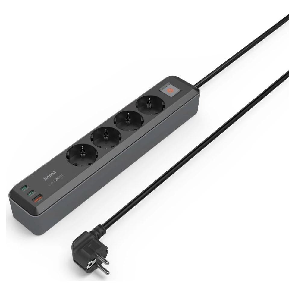 Hama 250 V Elosztó 4 aljzatos 1.4m - Fekete (223189)