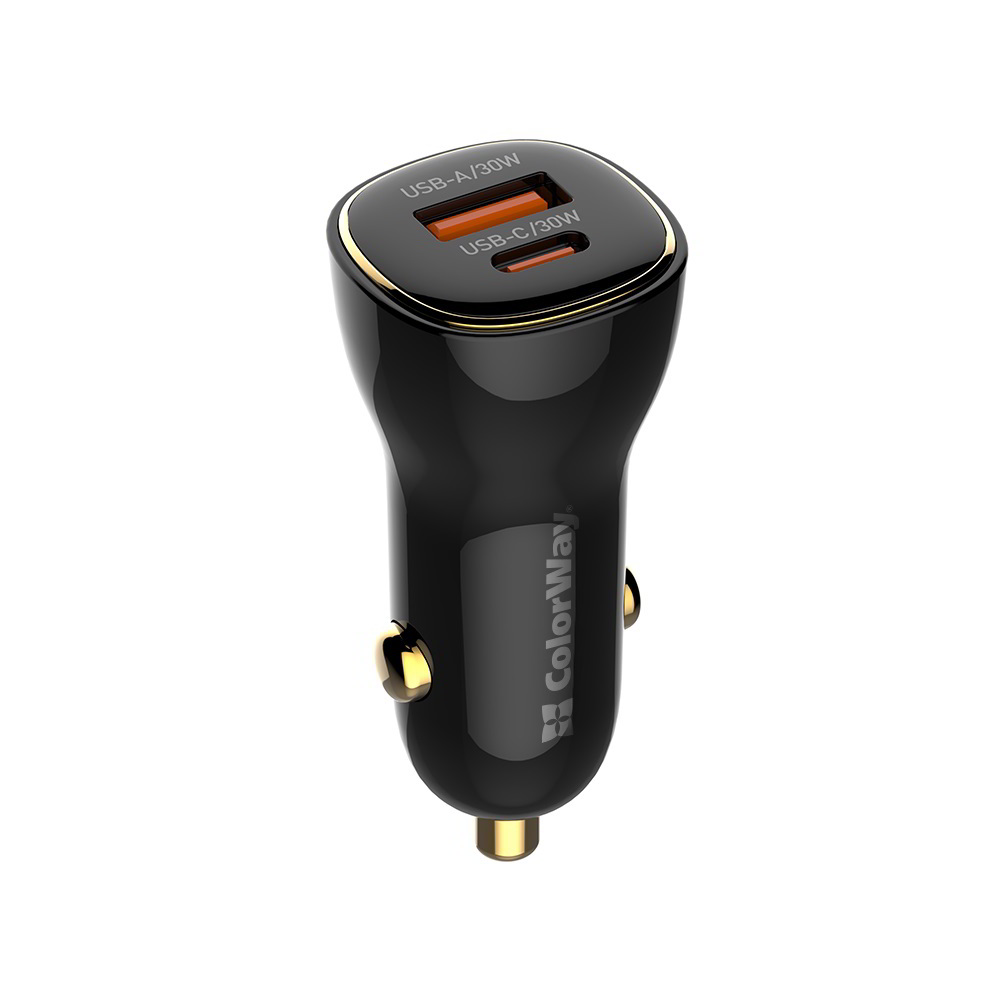 ColorWay CW-CHA046PD-BK USB-A + USB-C Autós gyorstöltő 60W - Fekete (CW-CHA046PD-BK)