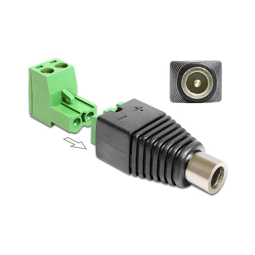 DELOCK Adapter DC 2.5 x 5.5 mm female > Terminal Block 2 pin 2-part (65486) (65486)