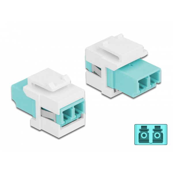 Keystone Modul LC Duplex Buchse zu LC Duplex Buchse aqua / weiß
