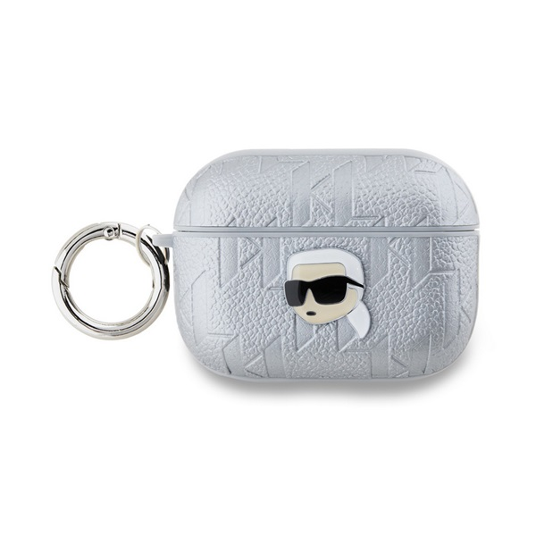 CG MOBILE KARL LAGERFELD PU EMBOSSED CHOUPETTE HEAD szilikon tok (ütésállóság, karabíner) EZÜST Apple AirPods Pro 2 (KLAP2PGKIPS)