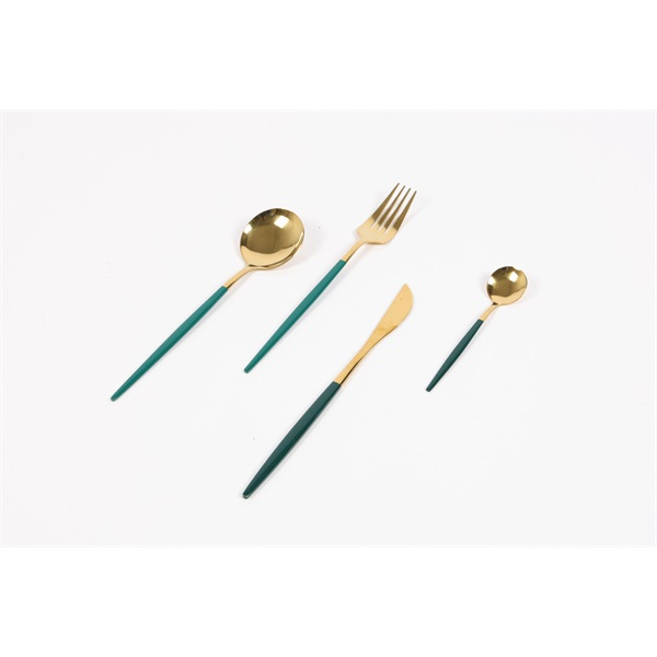 IRIS KT-233 Konyhai evőeszköz készlet (24 részes) - Arany / Zöld (KT-233-G)