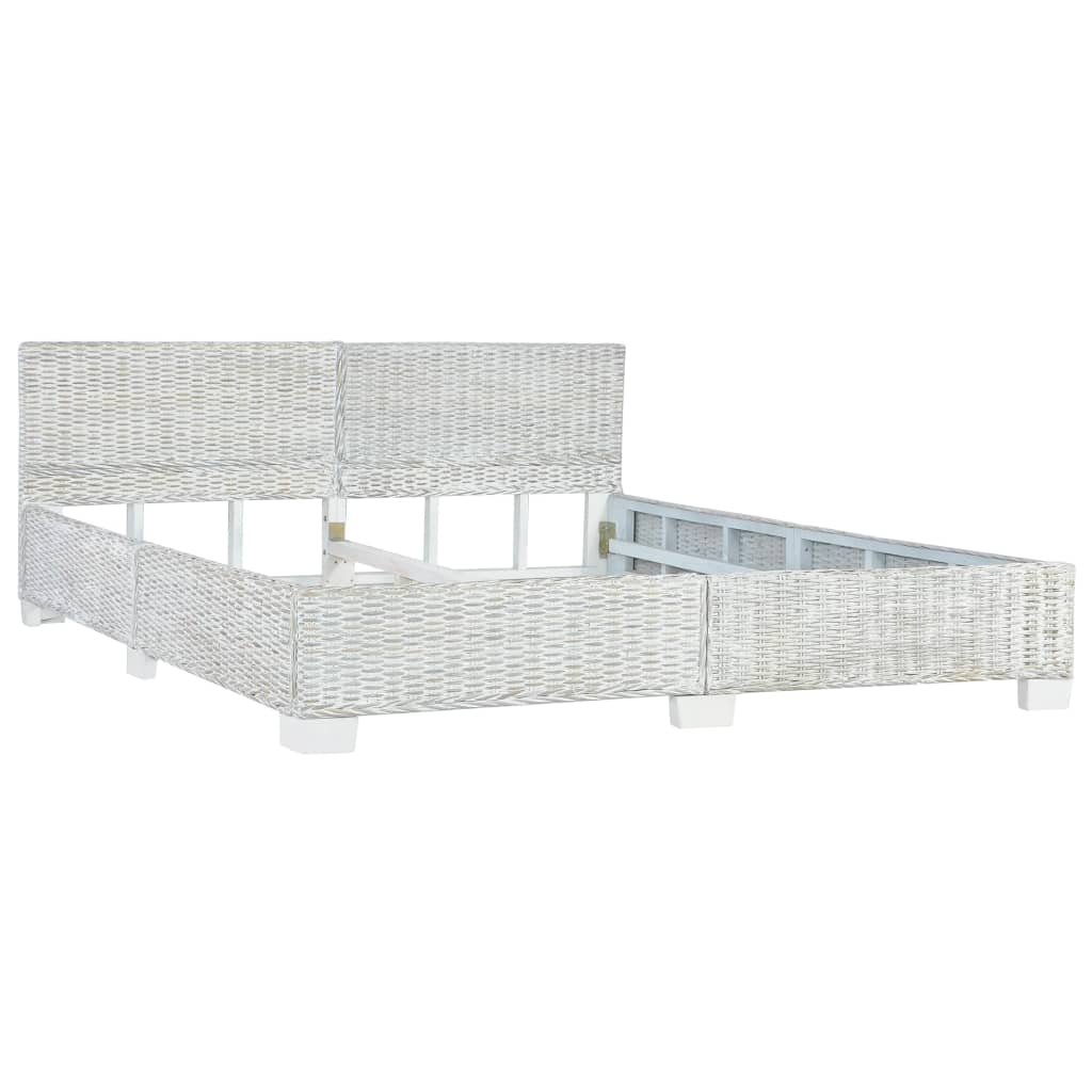 szürke természetes rattan ágykeret 180 x 200 cm (283093)