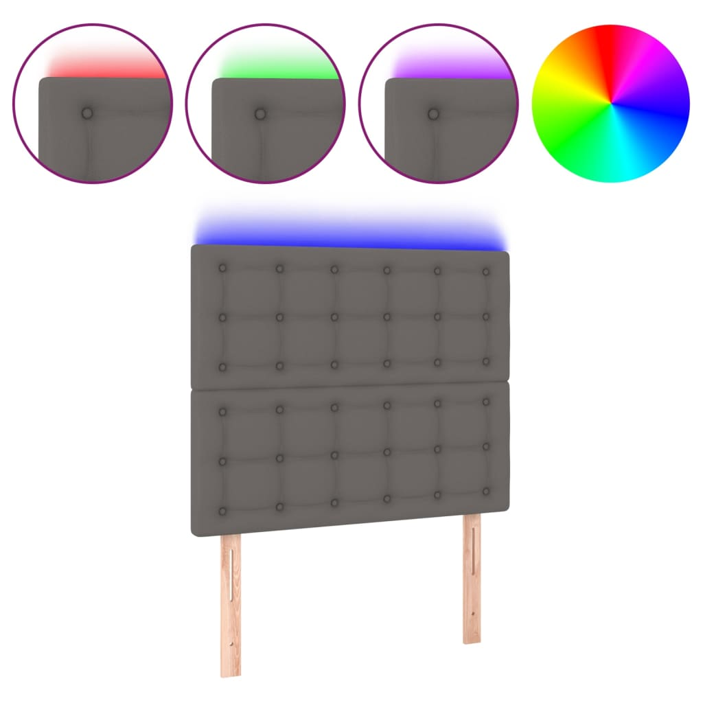 szürke műbőr LED-es fejtámla 80x5x118/128 cm (3122500)
