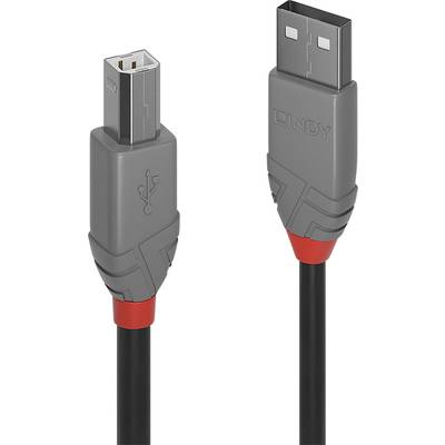 Lindy 36677 USB kabel 10 m USB 2.0 USB A USB B Černá, Šedá, Červená