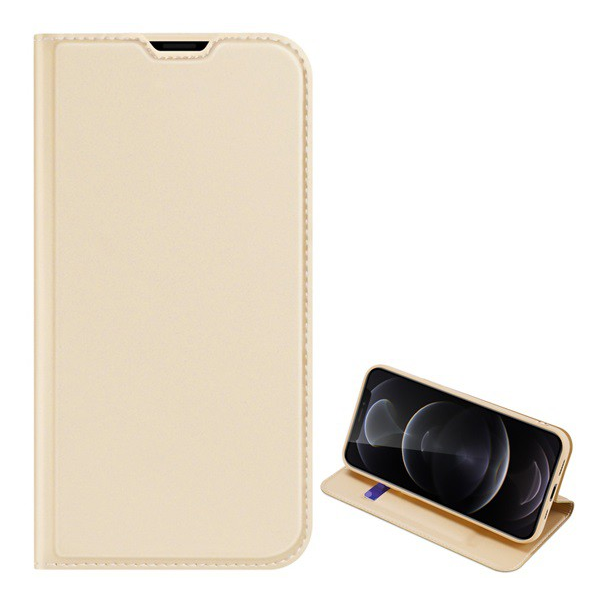 DUX DUCIS SKIN PRO tok álló, bőr hatású (FLIP, oldalra nyíló, bankkártya tartó, asztali tartó funkció) ARANY [Apple iPhone 13 Pro] (5996591097756)