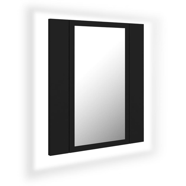 fekete akril LED-es fürdőszobaszekrény tükörrel 40x12x45 cm