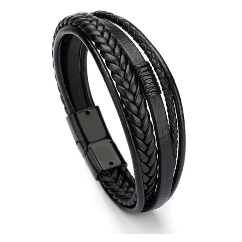 Predator Q1 bőr karkötő 23cm - fekete (16493)