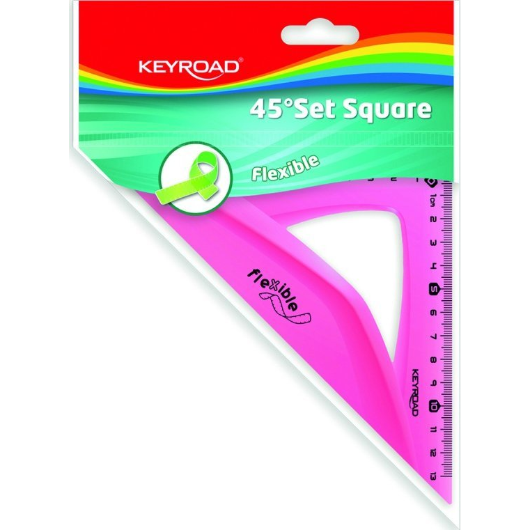 Keyroad Vonalzó - Háromszög, 45° 13 cm Flexibilis, Vegyes Színek (KR971103)