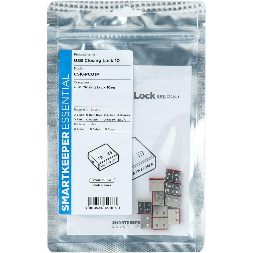 Smartkeeper USB port zár CSK-PC01P 10 részes készlet Piros, Nemesacél kulcs nélkül, Állandó biztosíték CSK-PC01P (CSK-PC01P)