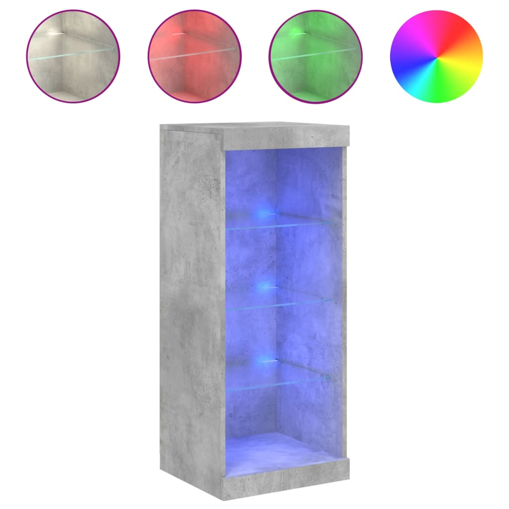 betonszürke tálalószekrény LED-világítással 41 x 37 x 100 cm (836731)