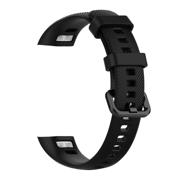 Huawei Honor Band 4, szilikon pótszíj, állítható, keresztben csíkos minta, fekete