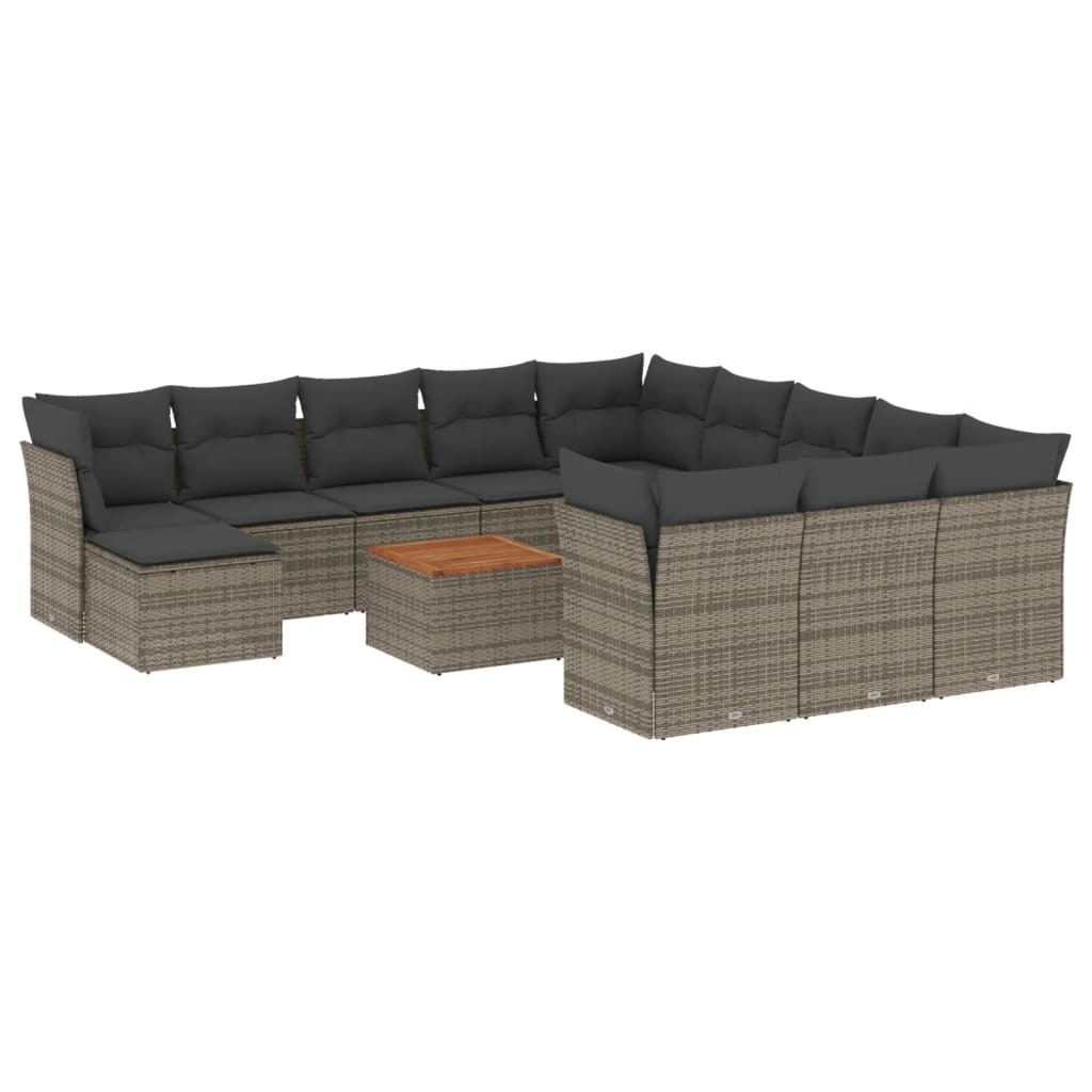 13 részes szürke polyrattan kerti ülőgarnitúra párnákkal (3256319)