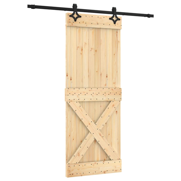 tömör fenyőfa tolóajtó fémszerelék szettel 80 x 210 cm