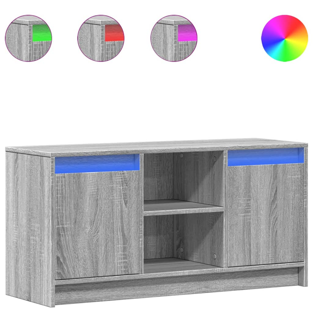 szürke sonoma színű szerelt fa LED-es TV-szekrény 100x34x50 cm (852192)