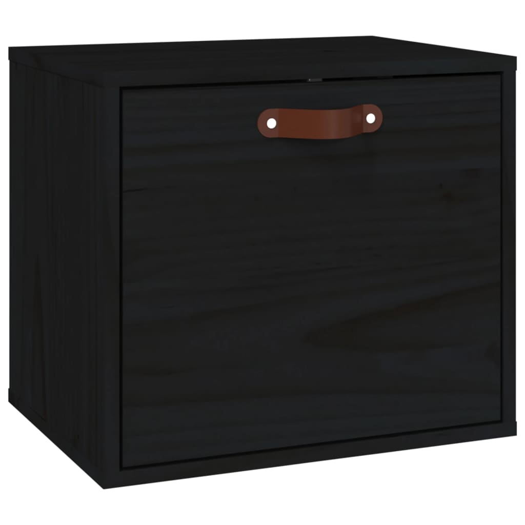 fekete tömör fenyőfa faliszekrény 40 x 30 x 35 cm (818349)