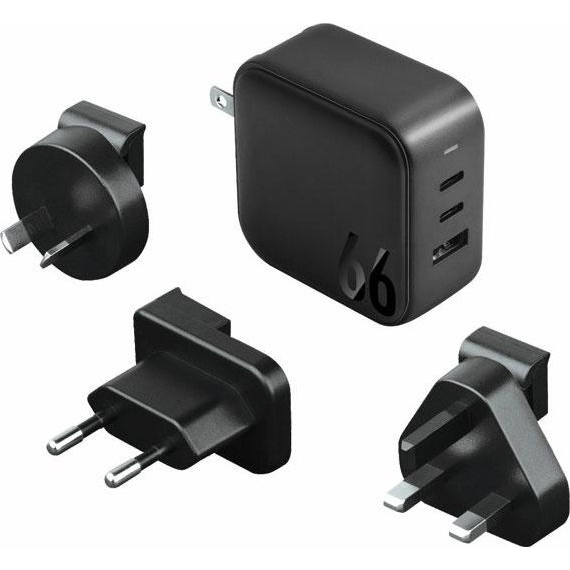 Energea Travelite GAN66 1xUSB / 2xType-C utazó gyorstöltő adapter, (PD-PPS-QC 3.0) 66W, fekete (US/EU) ( )
