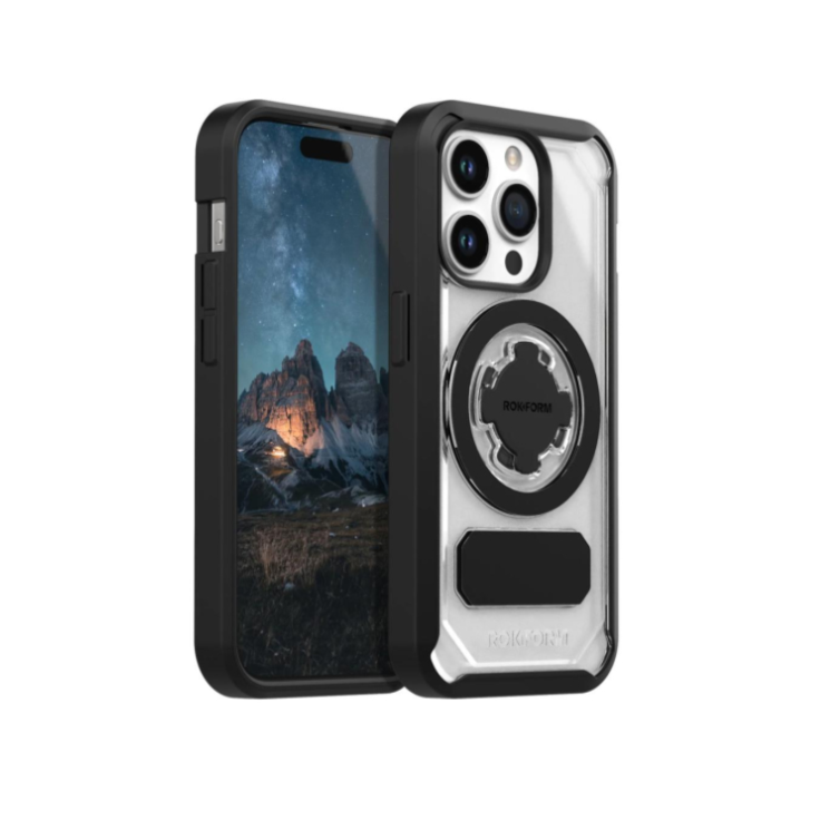 Rokform Apple iPhone 15 Pro Hátlapvédő Tok - Átlátszó/Fekete (RF311420P)