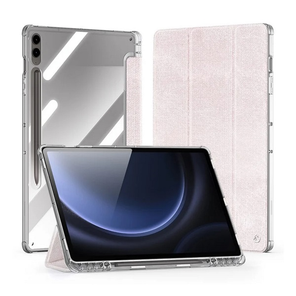Dux Ducis UNID tok álló, textil hatású (aktív FLIP, oldalra nyíló, TRIFOLD, asztali tartó, ceruza tartó) RÓZSASZÍN Samsung Galaxy Tab S9 Plus LTE (SM-X816) / Galaxy Tab S9 Plus WIFI (SM-X810) / Galaxy (GP-162947)