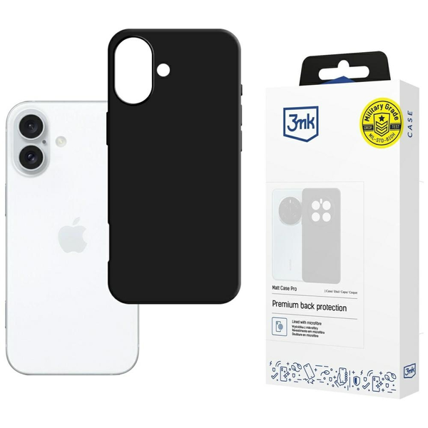 Čierne, odolné, matné puzdro 3mk kryt kryt pre Apple iPhone 16 Plus