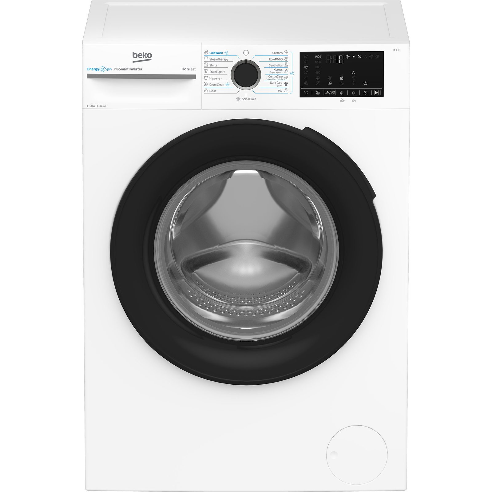 Beko BM3WFU410415WB Elöltöltős mosógép A,10 kg,Normál mélység,1400 ford/perc,75 dB,Inverter motorral,Gőzfunkcióval (BM3WFU410415WB)