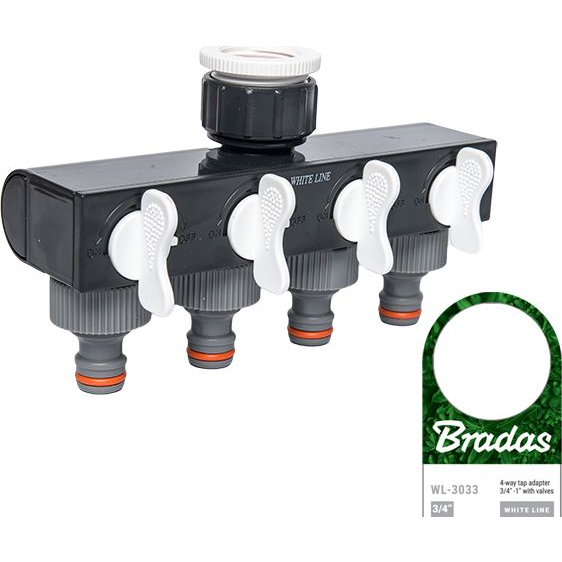 Bradas 150064 - Wl-3033 White Line Elosztó 4 Elzáróval (WL-3033)