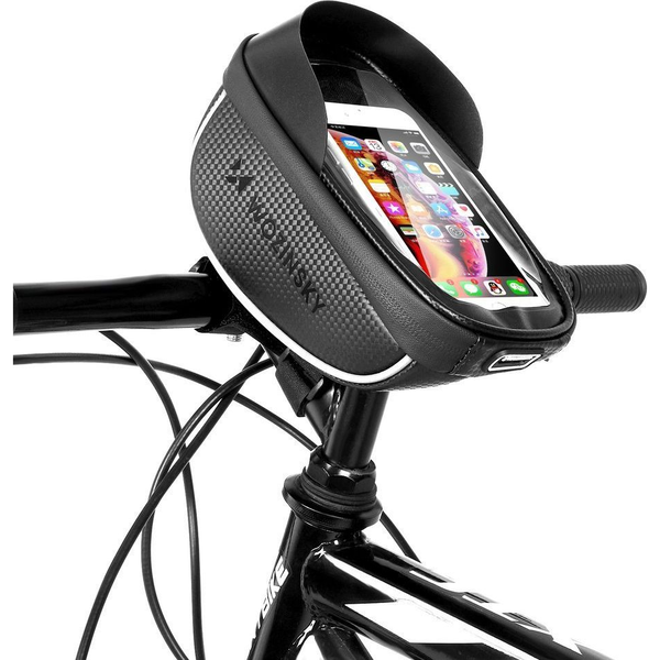 Kolesarska torba za krmilo s torbico za telefon, 1 l, črna
