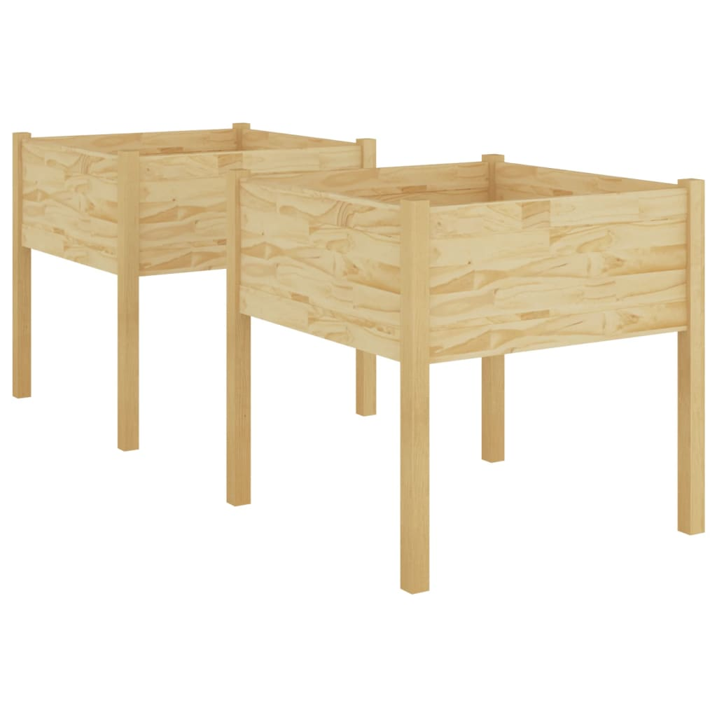 2 db tömör fenyőfa kerti virágtartó 70 x 70 x 70 cm (810810)