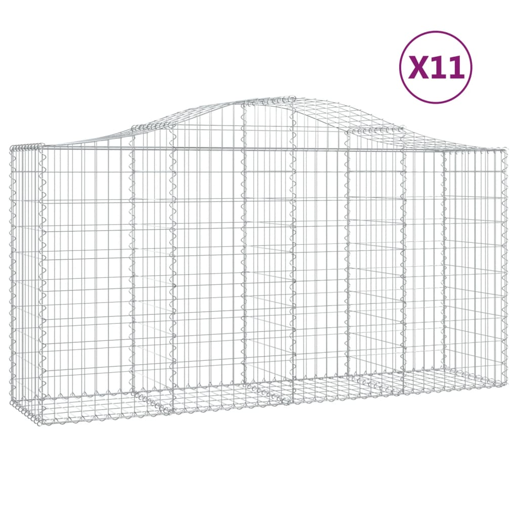 11 db íves horganyzott vas gabion kosár 200 x 50 x 100/120 cm (3145649)