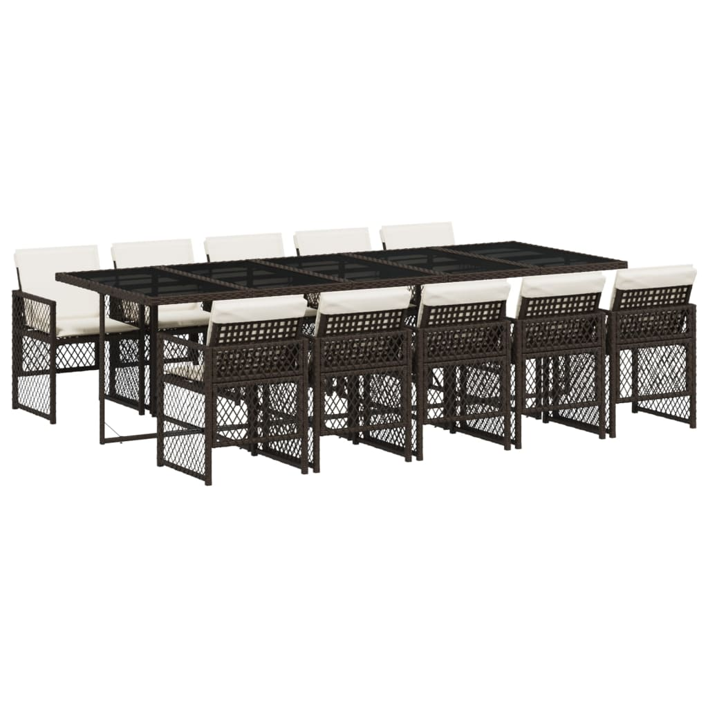 11 részes barna polyrattan kerti ülőgarnitúra párnákkal (3210753)