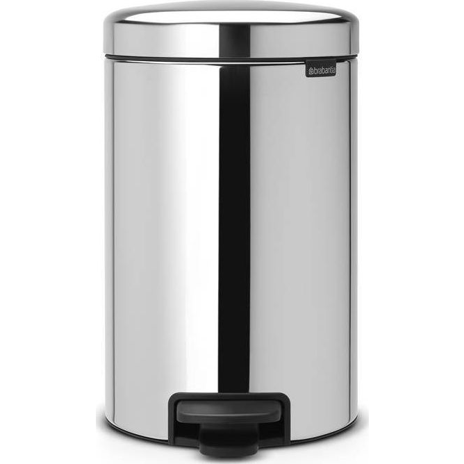 Brabantia NewIcon pedálos hulladékgyűjtő szagmentesen záródó Soft-Close fedél, műanyag tartály, 12L - X méret, r.m. acél, fényes - 113581 (920005116)