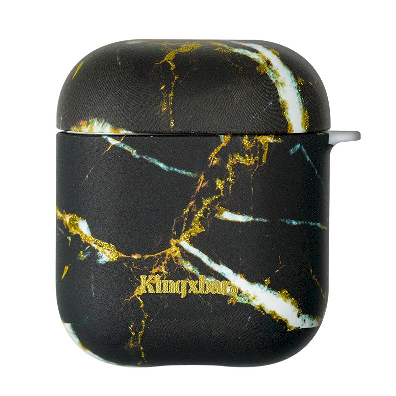 Kingxbar Marble Apple Airpods 1/2 Tok - Fekete (KXB-AP12-MAR-BK)
