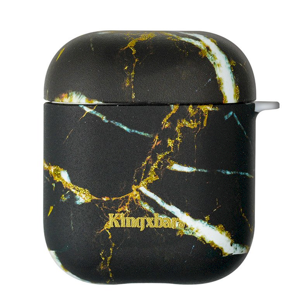 Калъф Kingxbar Silicone Marble за Airpods 1/2, черен