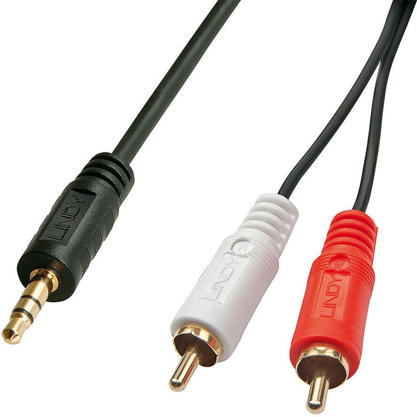 Lindy 35687 аудио кабел 20 м 2 x RCA 3.5mm Черен